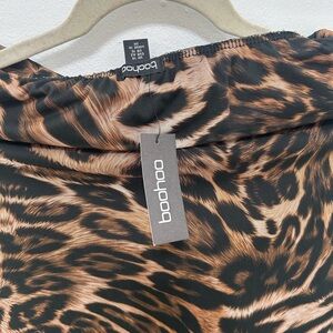 Boohoo Leopard Print Skirt in Black and Brown